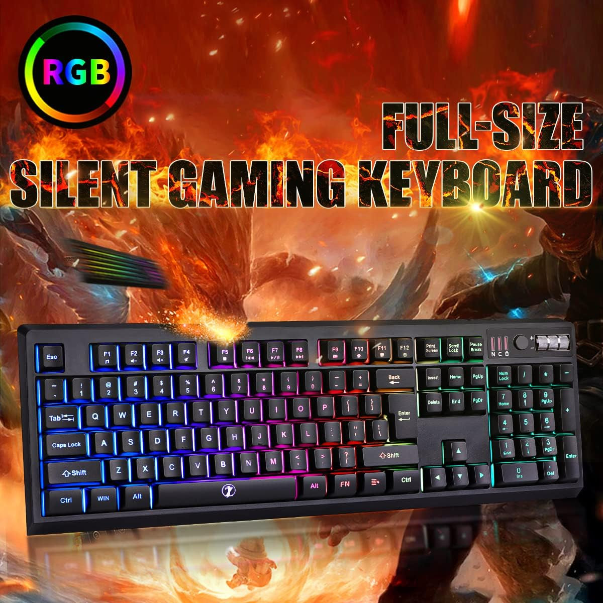 Wireless Gaming Keyboard and Mouse Combo, 104 Keys Standard US Layout RGB Backlit Rechargeable Mechanical Feel Waterproof Mute Mouse for Gamers(Black)
