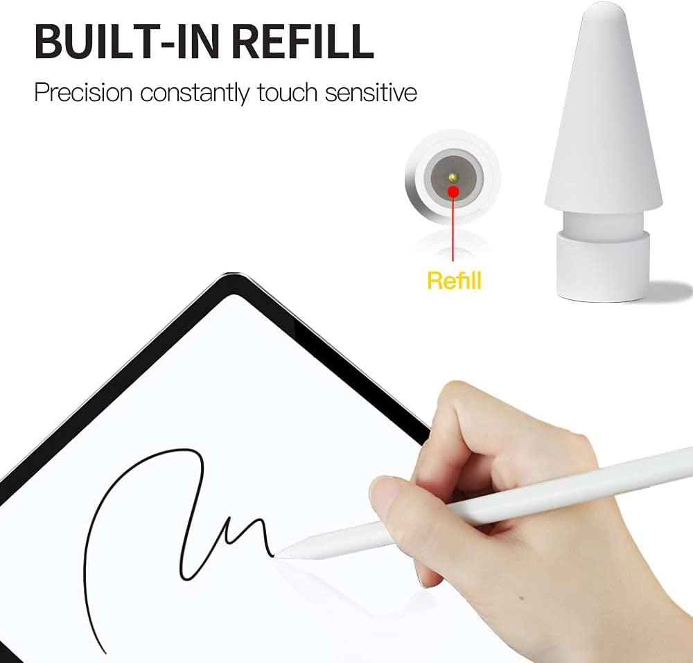 Compatible with Apple Pencil Tip and Apple Pencil (2Nd Generation) Tips,Replacement Color Ipencil Nibs 6 Pack (White)