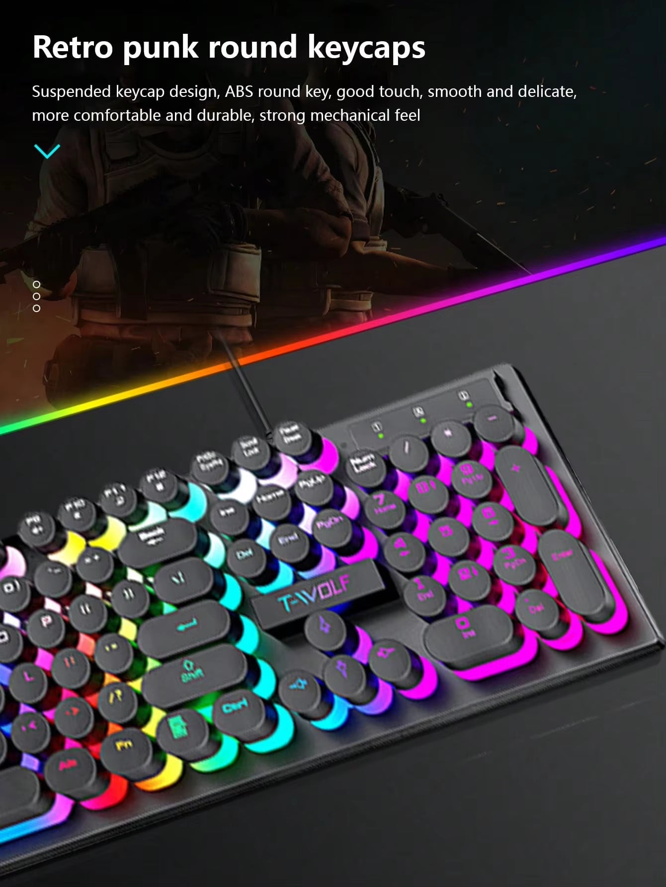 Cool Luminous Electronic Sports Game Keyboard, Desktop Computer Notebook Wired Mechanical Keyboard