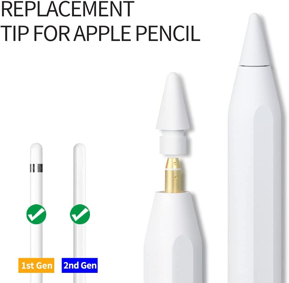 Compatible with Apple Pencil Tip and Apple Pencil (2Nd Generation) Tips,Replacement Color Ipencil Nibs 6 Pack (White)