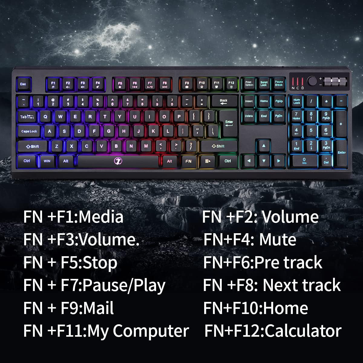 Wireless Gaming Keyboard and Mouse Combo, 104 Keys Standard US Layout RGB Backlit Rechargeable Mechanical Feel Waterproof Mute Mouse for Gamers(Black)