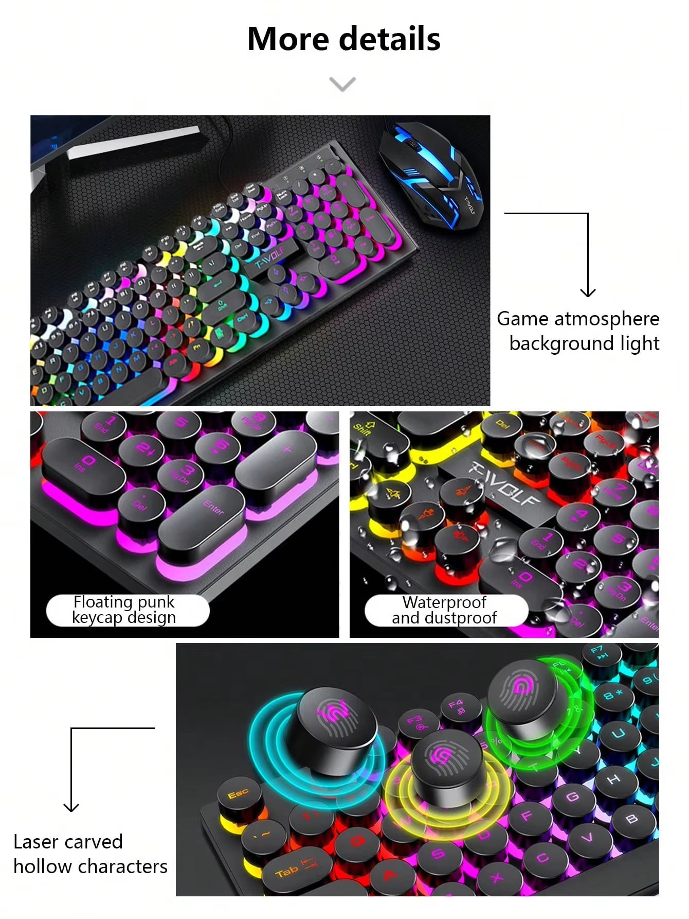 Cool Luminous Electronic Sports Game Keyboard, Desktop Computer Notebook Wired Mechanical Keyboard