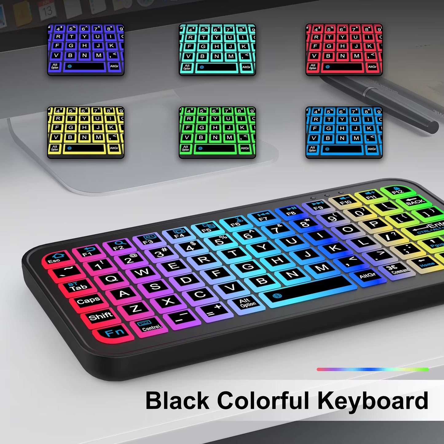 Bluetooth Wireless Keyboard for Tablet Phone Ipad Keyboard with Backlit Rechargeable Keyboard Mouse for IOS Android Window