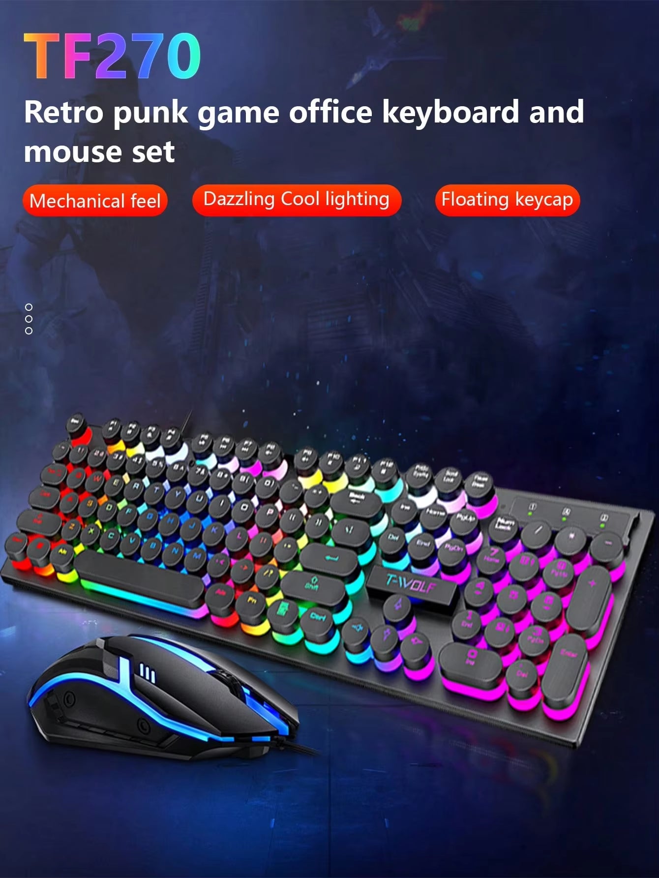 Cool Luminous Electronic Sports Game Keyboard, Desktop Computer Notebook Wired Mechanical Keyboard