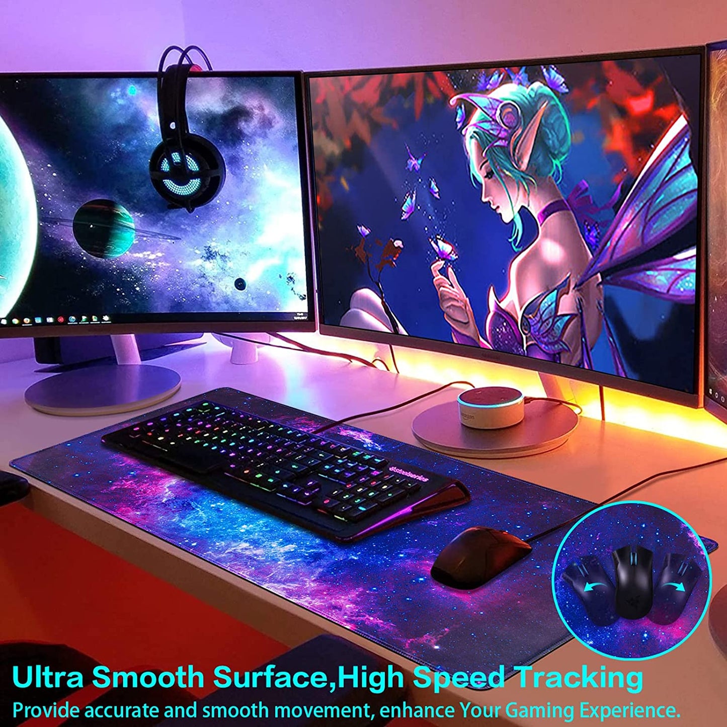 Gaming Mouse Pad, Large Extended Mousepad Big Computer Desk Mat for Keyboard and Mousefor Home Office Gaming Work 31.5X15.7Inch