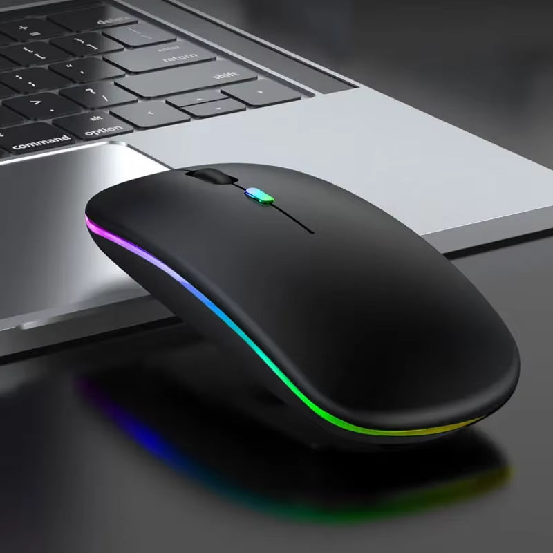 Wireless Mouse 2.4Ghz Bluetooth Rechargeable Mouse Quiet Ergonomic Gaming Mouse with USB Backlight 1600Dpi Mouse for PC And
