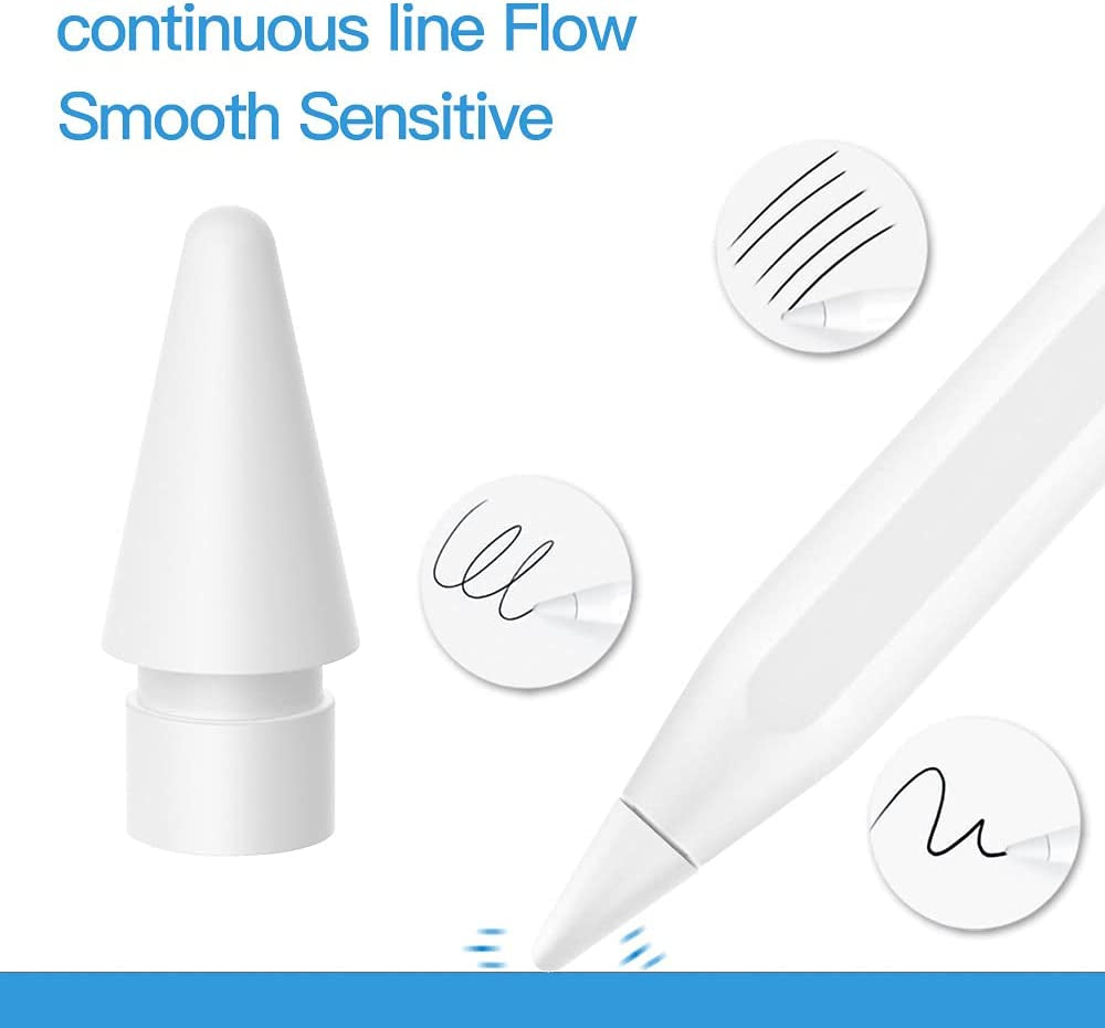 Compatible with Apple Pencil Tip and Apple Pencil (2Nd Generation) Tips,Replacement Color Ipencil Nibs 6 Pack (White)