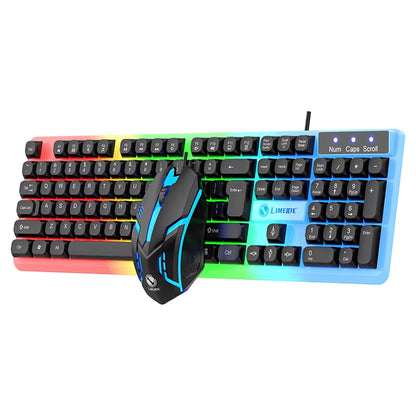 104 Key Computer USB Wired RGB Backlight Gaming Keyboard and Mouse Suit Kit for PC Desktop Laptop Adjustable Holder
