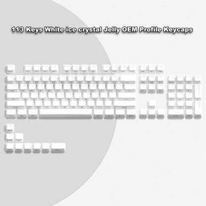 113 Key Jelly round Side Keycaps Ice Crystal Translucent Pink OEM Profile Key Cap for Cherry MX 61 68 104 Mechanical Keyboard