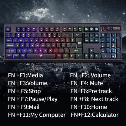 Wireless Gaming Keyboard and Mouse Combo, 104 Keys Standard US Layout RGB Backlit Rechargeable Mechanical Feel Waterproof Mute Mouse for Gamers(Black)
