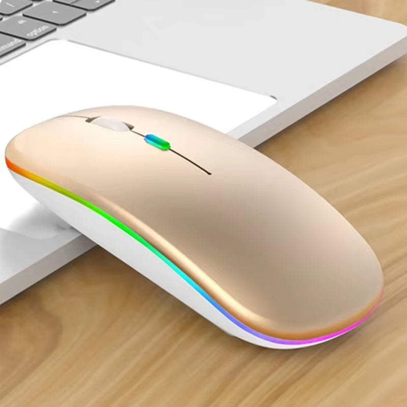 Wireless Mouse 2.4Ghz Bluetooth Rechargeable Mouse Quiet Ergonomic Gaming Mouse with USB Backlight 1600Dpi Mouse for PC And