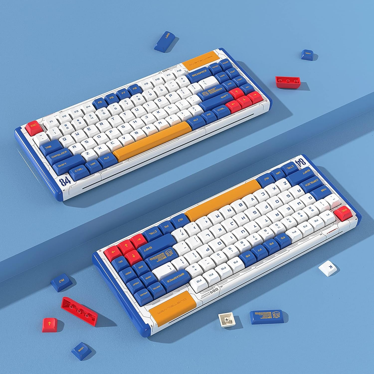 D84 Wireless 75% Mechanical Keyboard with RGB, Hot Swappable, Bluetooth/2.4G/Type-C Connection, Gateron Red Switches for Smooth Typing