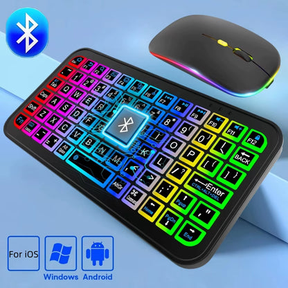 Bluetooth Wireless Keyboard for Tablet Phone Ipad Keyboard with Backlit Rechargeable Keyboard Mouse for IOS Android Window