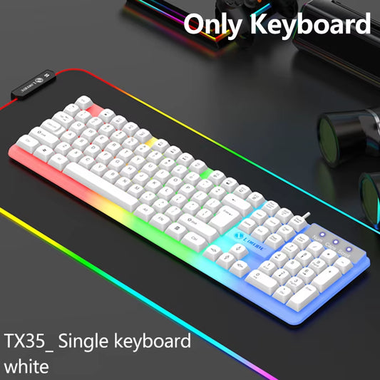 104 Key Computer USB Wired RGB Backlight Gaming Keyboard and Mouse Suit Kit for PC Desktop Laptop Adjustable Holder
