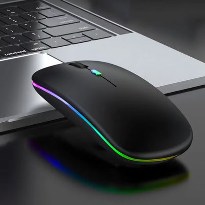 Wireless Mouse 2.4Ghz Bluetooth Rechargeable Mouse Quiet Ergonomic Gaming Mouse with USB Backlight 1600Dpi Mouse for PC And